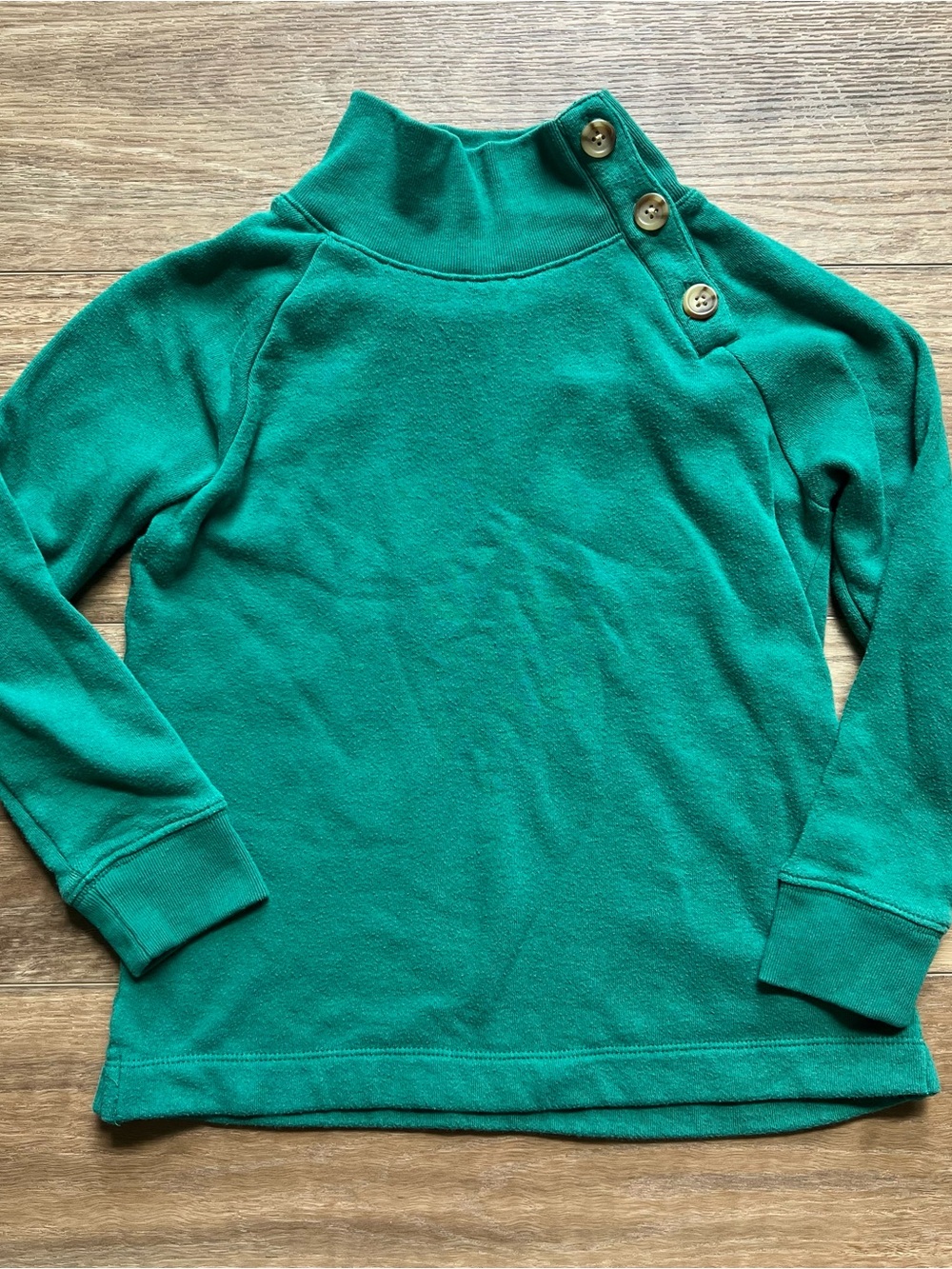 Crewcuts Green Button Mock Neck Pullover sweatshirt girls small 6/7